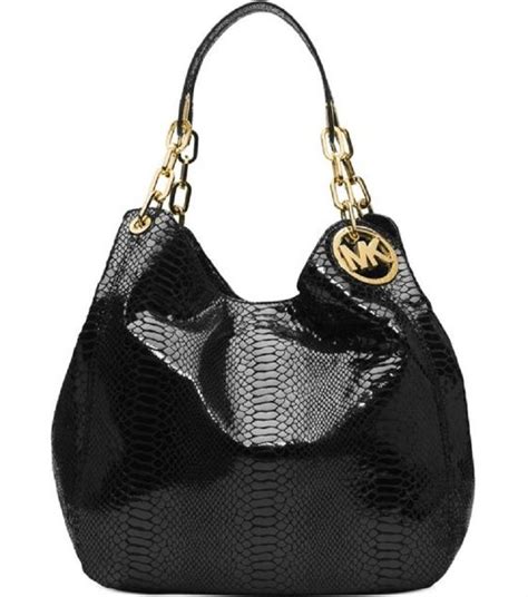 michael kors large fulton embossed snakeskin leather shoulder bag